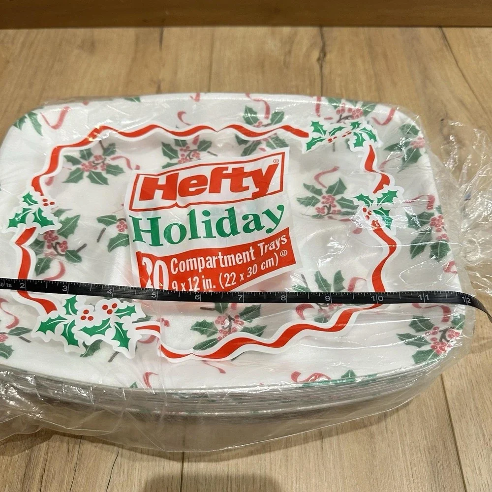Hefty Holiday‎ Compartment Trays Foam Disposable Plated 15 Count Vintage NOS